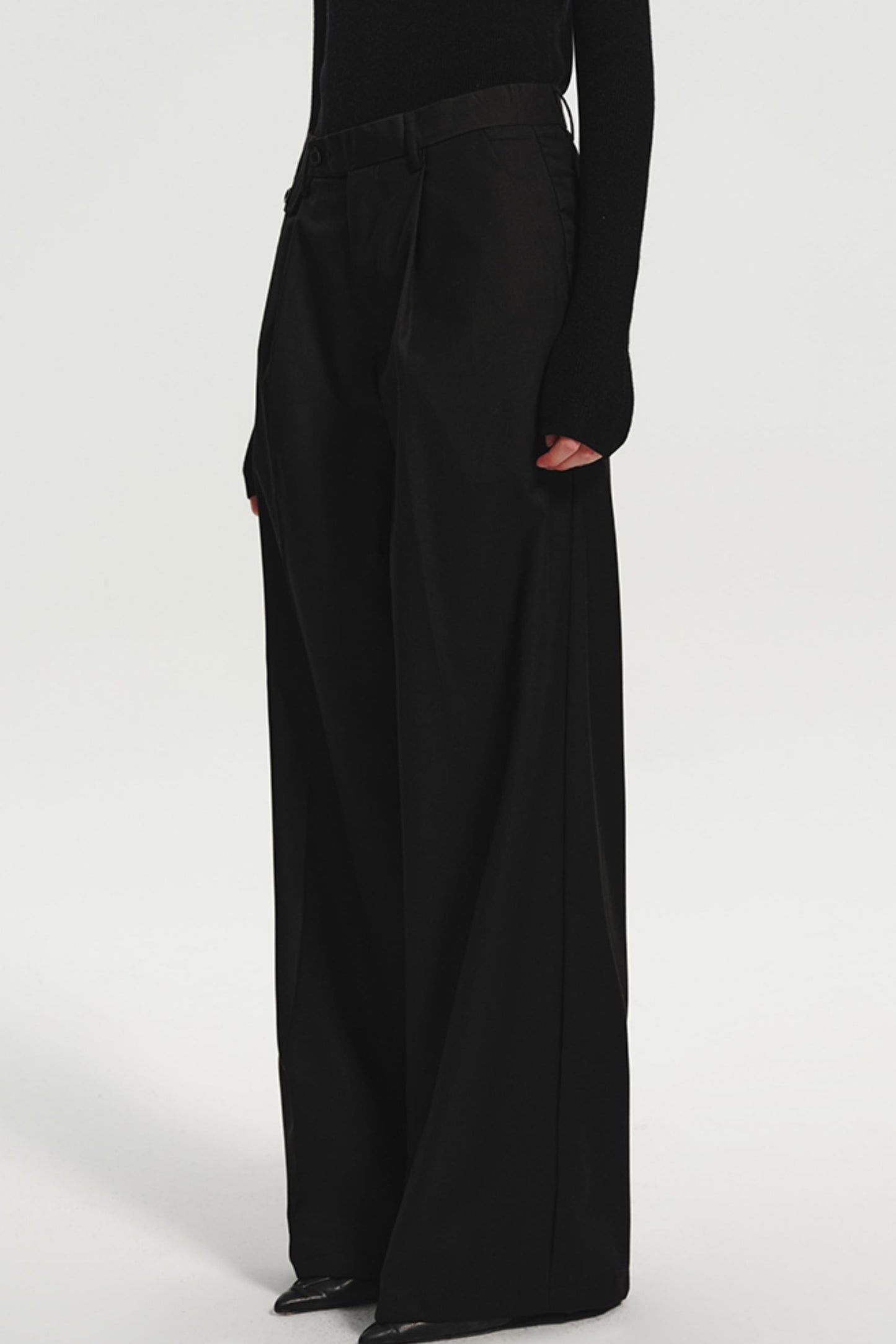 Tall Black Wide-Leg Suit Pants