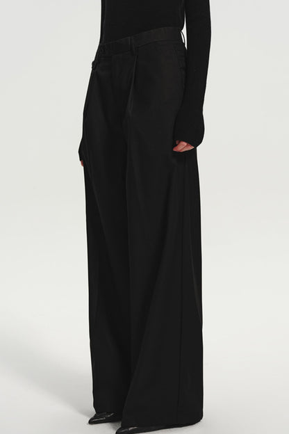 Tall Black Wide-Leg Suit Pants