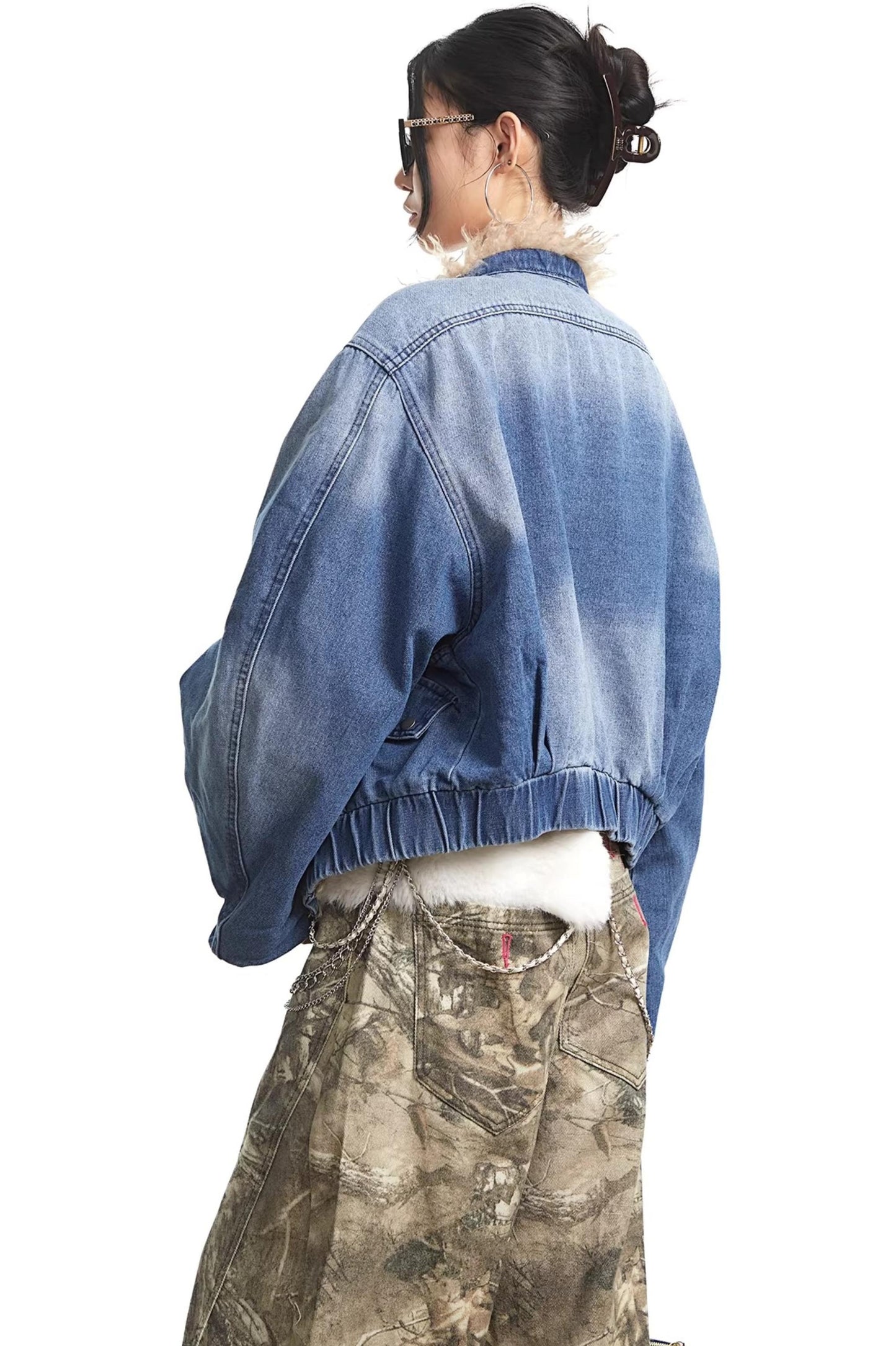 Retro Denim Fur Collar Jacket