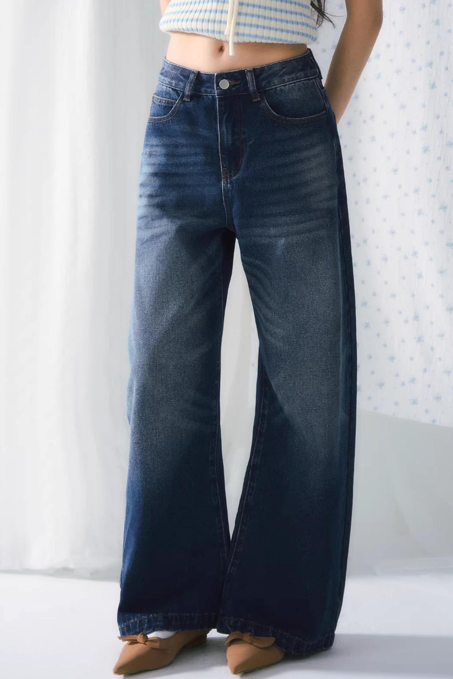 Retro Whiskered Denim Pants