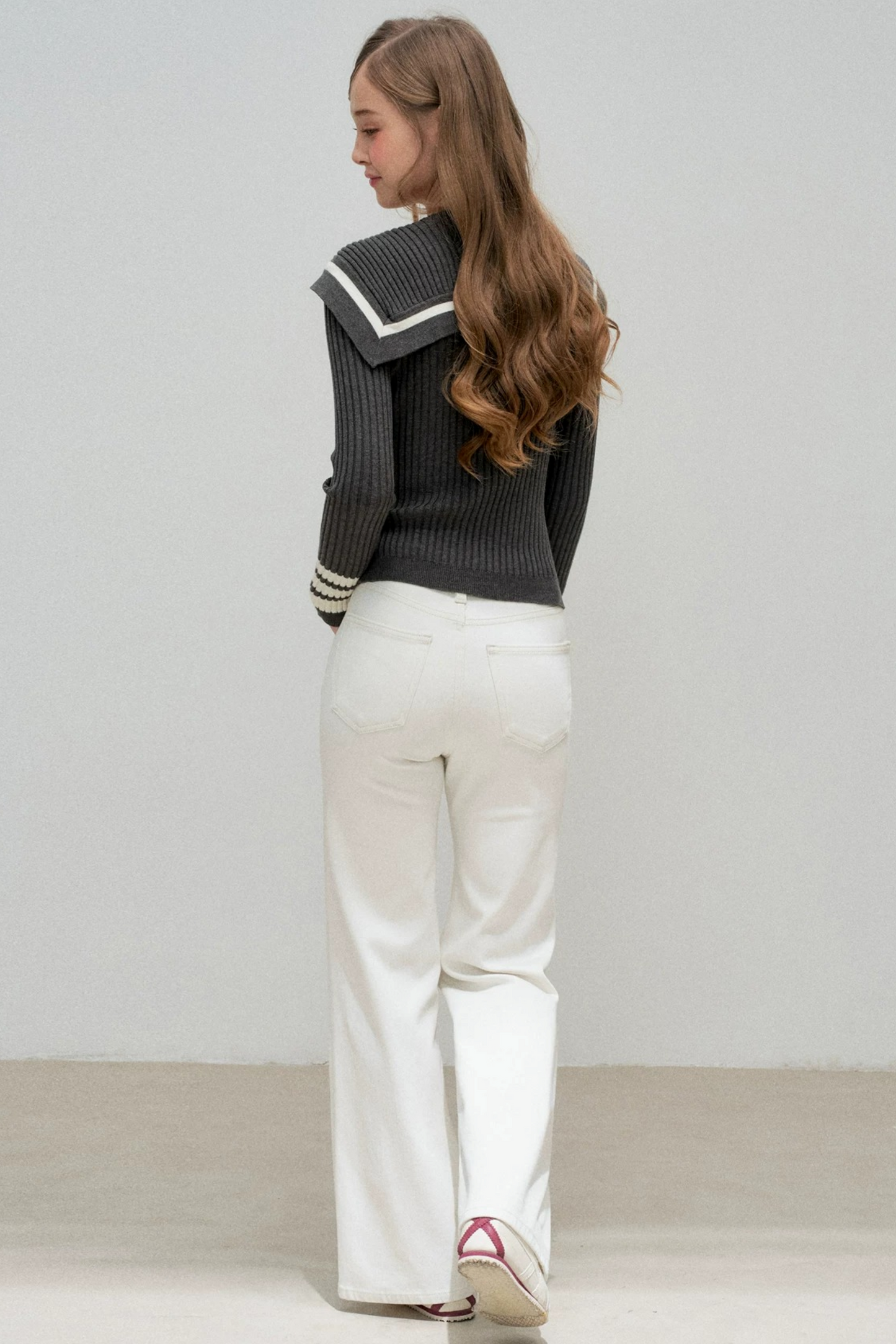 Navy Preppy Color Block Knit Top