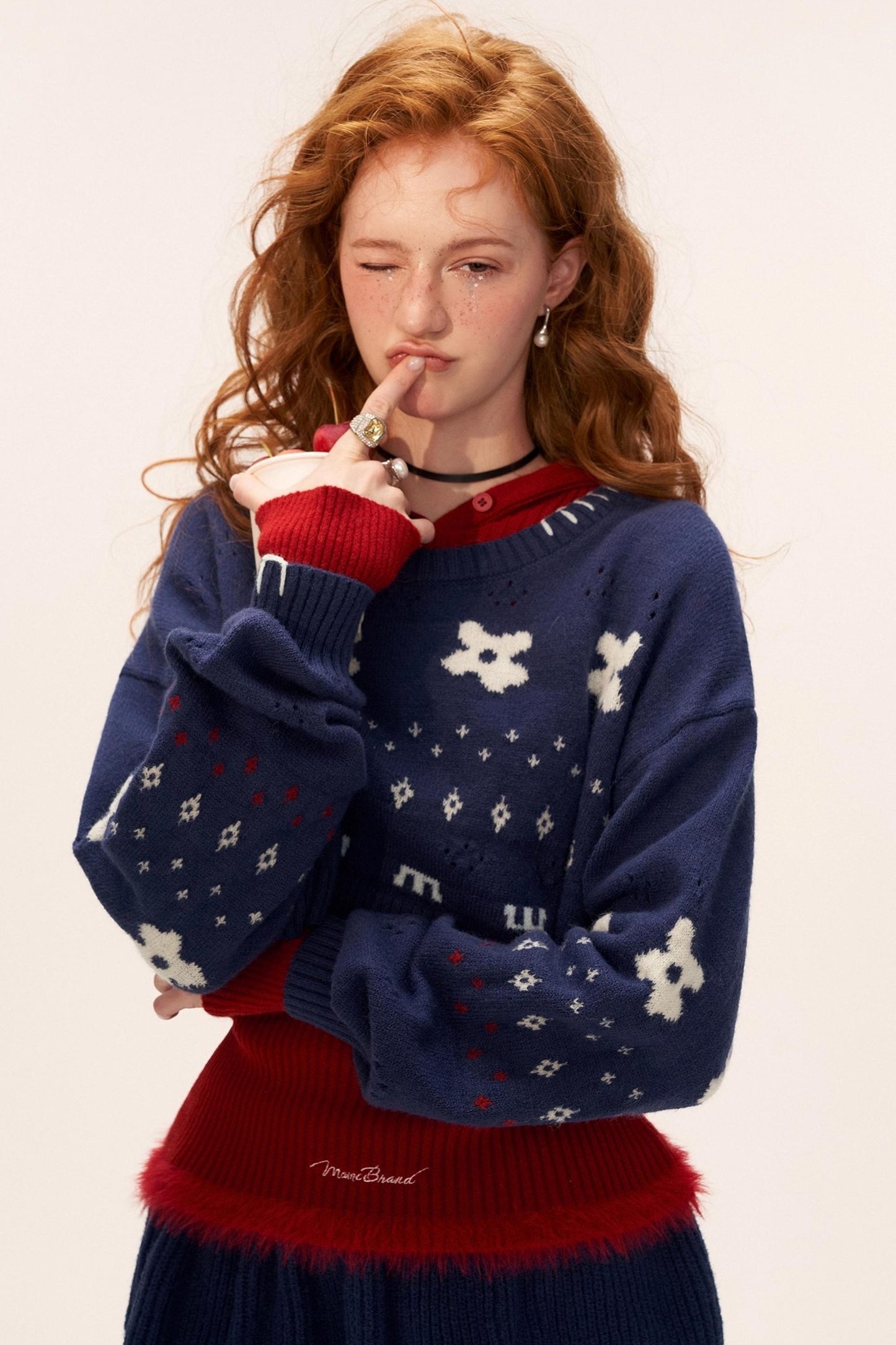 Star Jacquard Sweater Top Set-Up