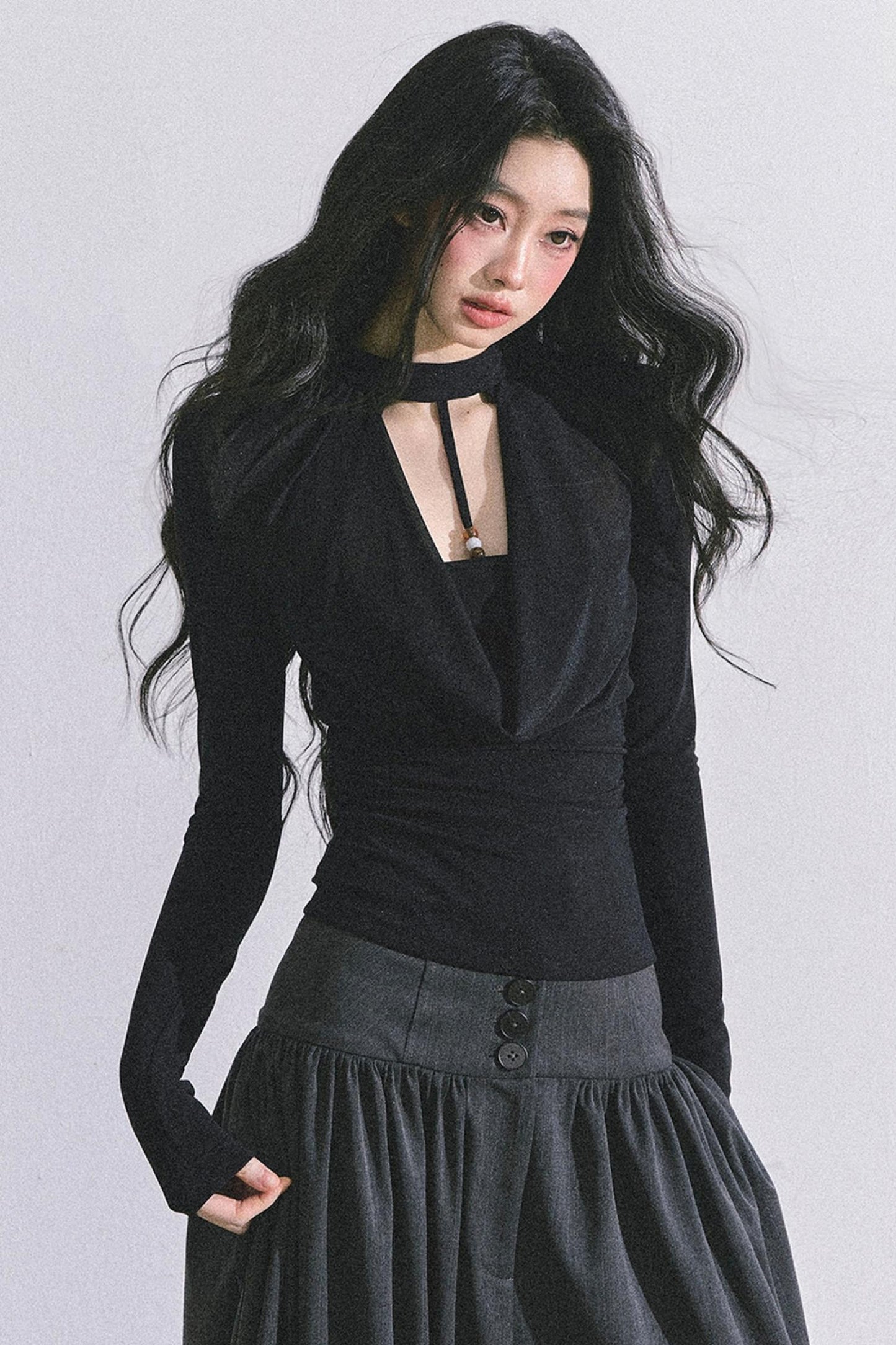 Pure Desire Long-Sleeved Black Top