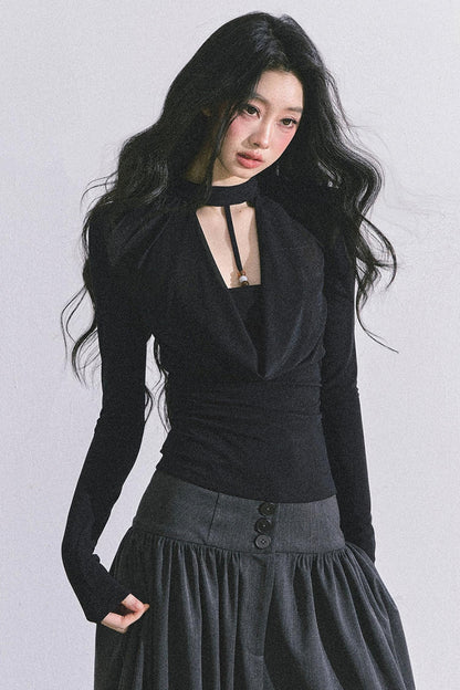 Pure Desire Long-Sleeved Black Top