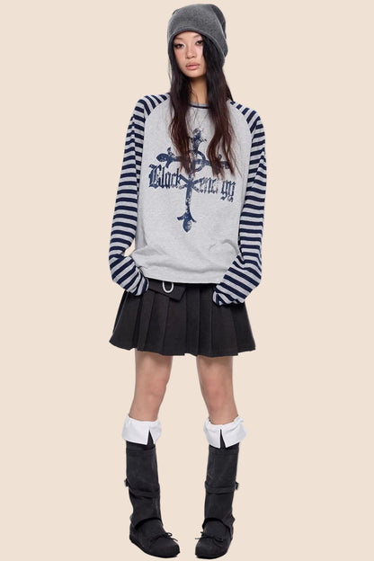 Gestreiftes Retro-Top mit Drop-Shoulder