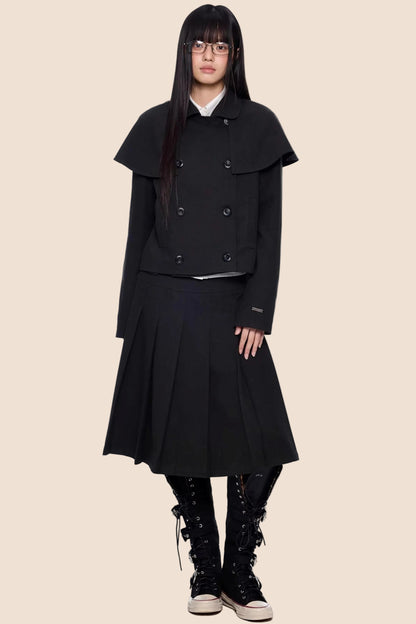 Retro Pleated A-Line Skirt