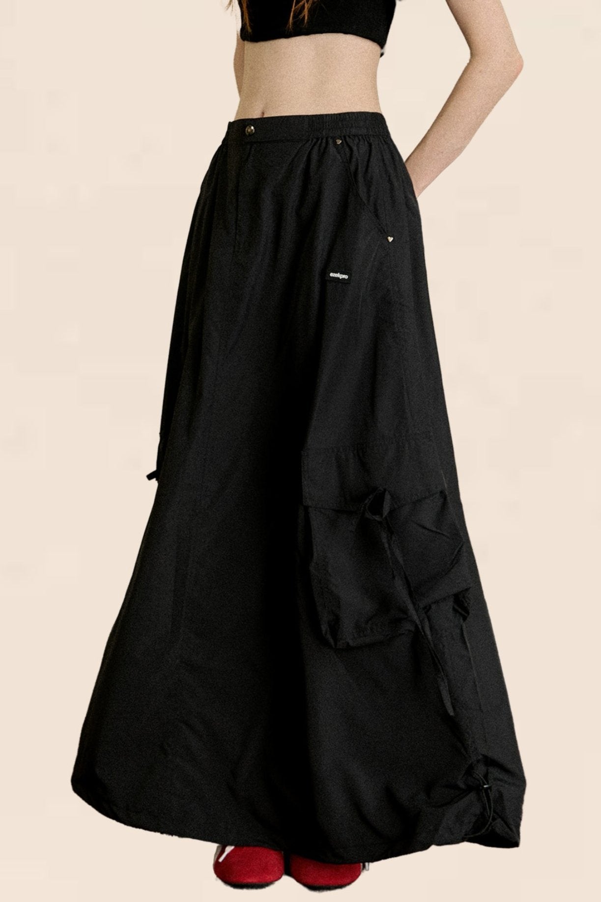 American Retro Black Cargo Skirt