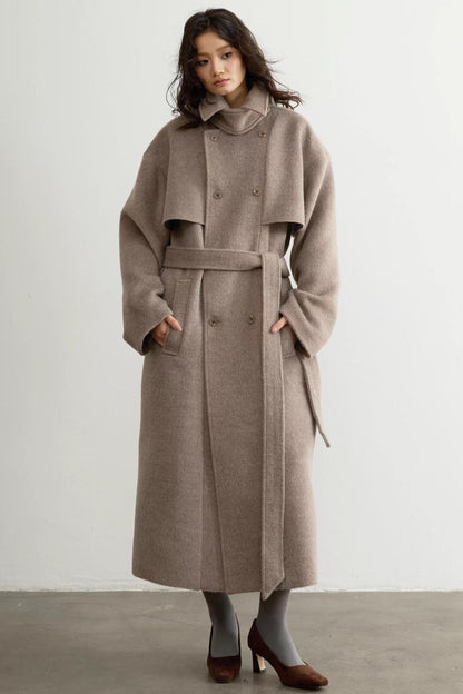 Retro Oatmeal Woolen Long Coat
