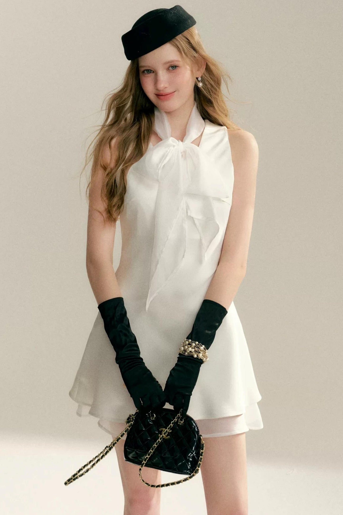 Acetate Halter Cape Dress Set-Up