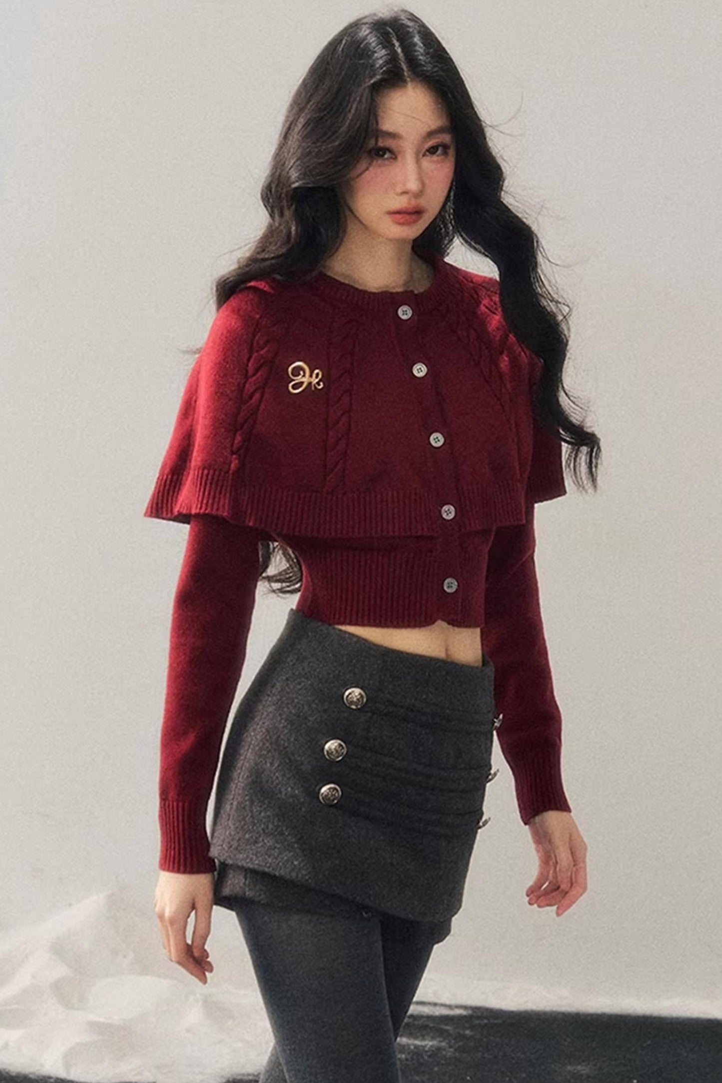 Woolen A-Line Skirt Pants