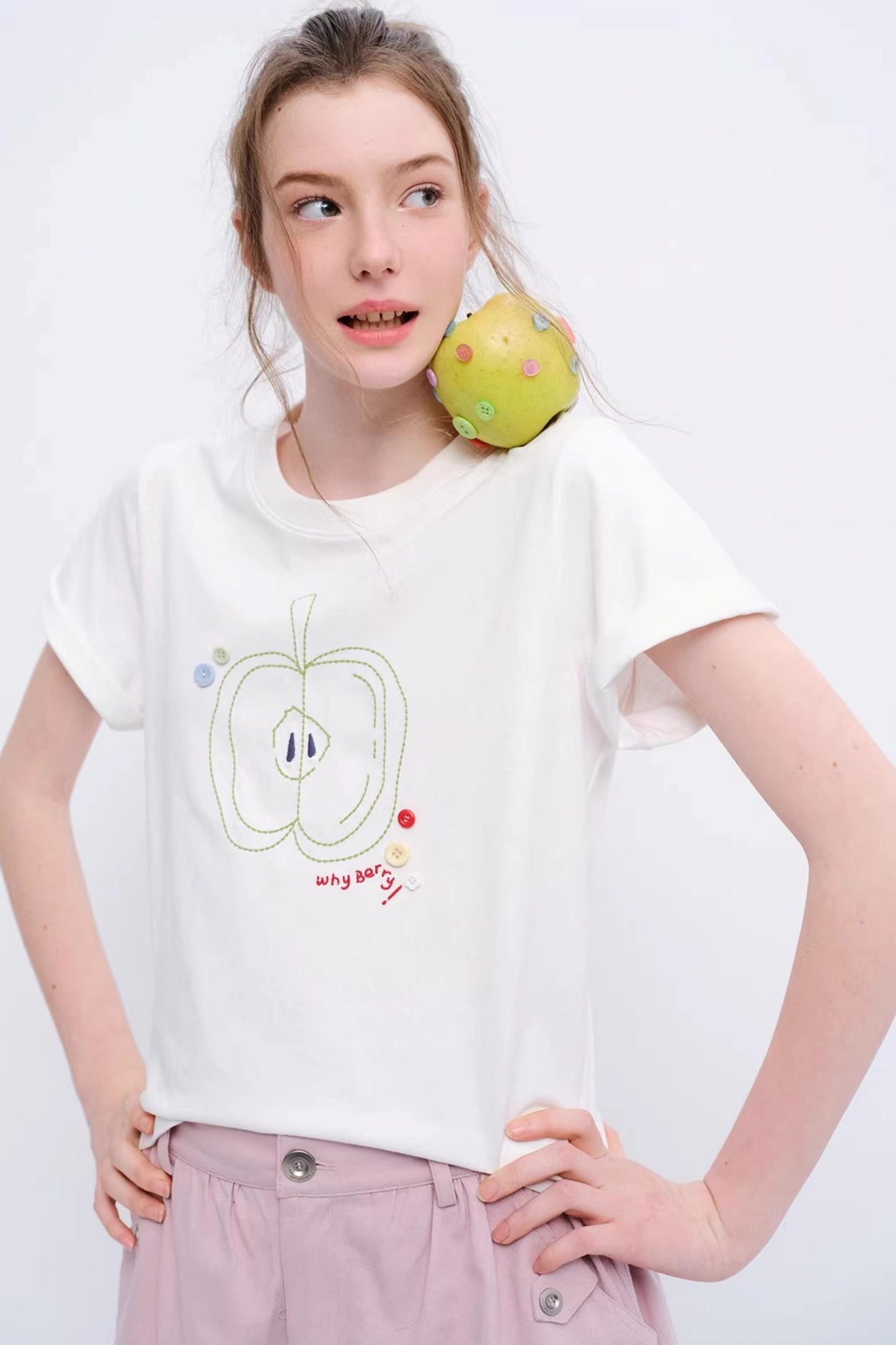 Green Apple Print Top