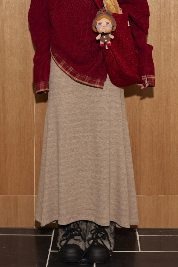 Bat Sleeve Knit With long Skirt Set-Up
