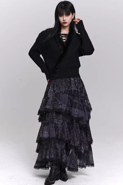 Soft Gray V-Neck Knit Sweater