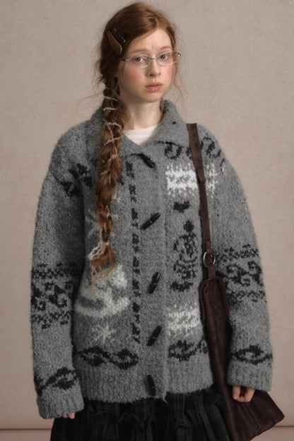 Retro Collegiate Knitted Cardigan