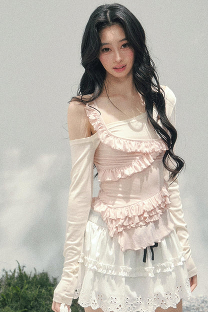 Frosty Unregelmäßiges Schulterfreies-Top