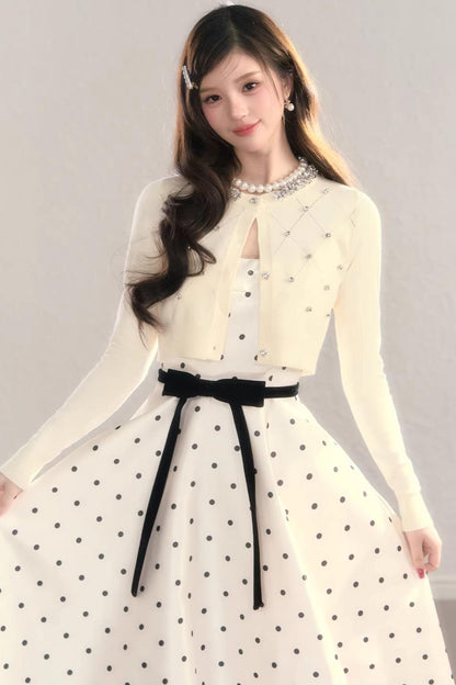 French Polka Dot A-Line Dress