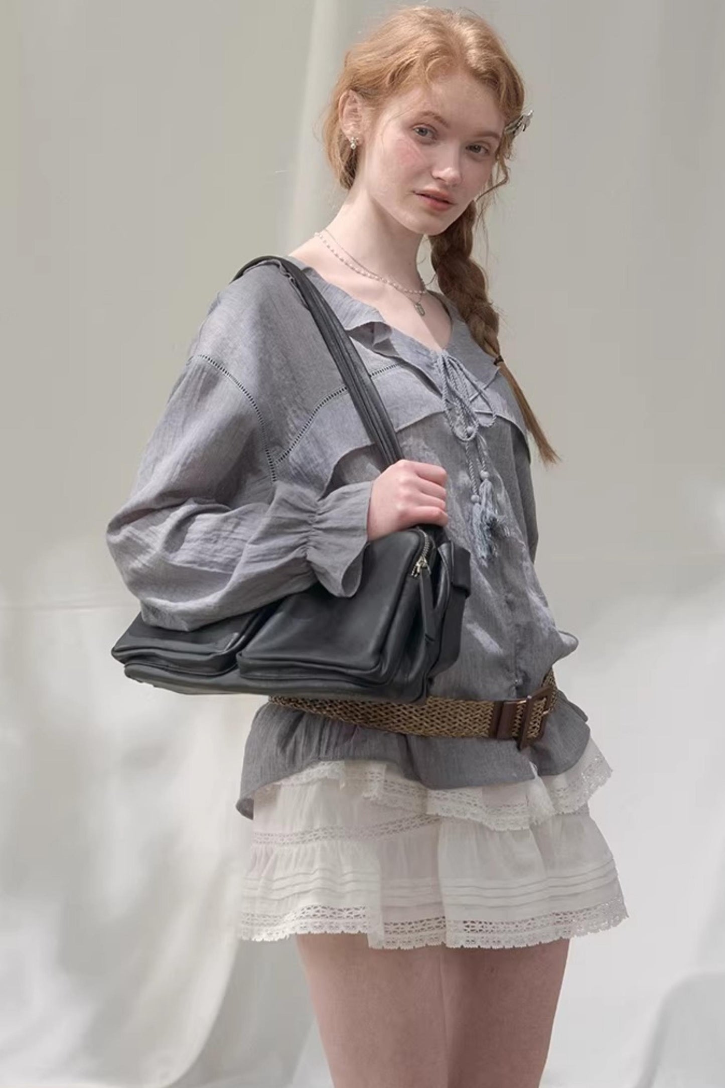 Ruffled V-Neck Shirt