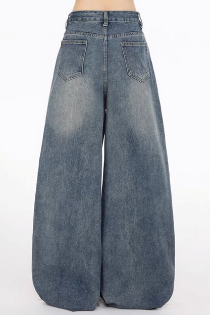 Retro Distressed Denim Pants