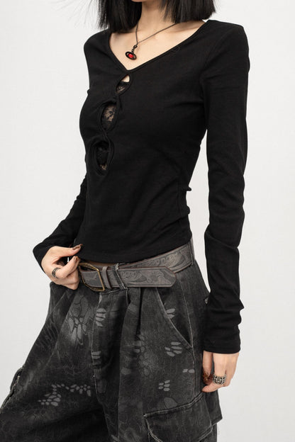 American Black Long Sleeve Top