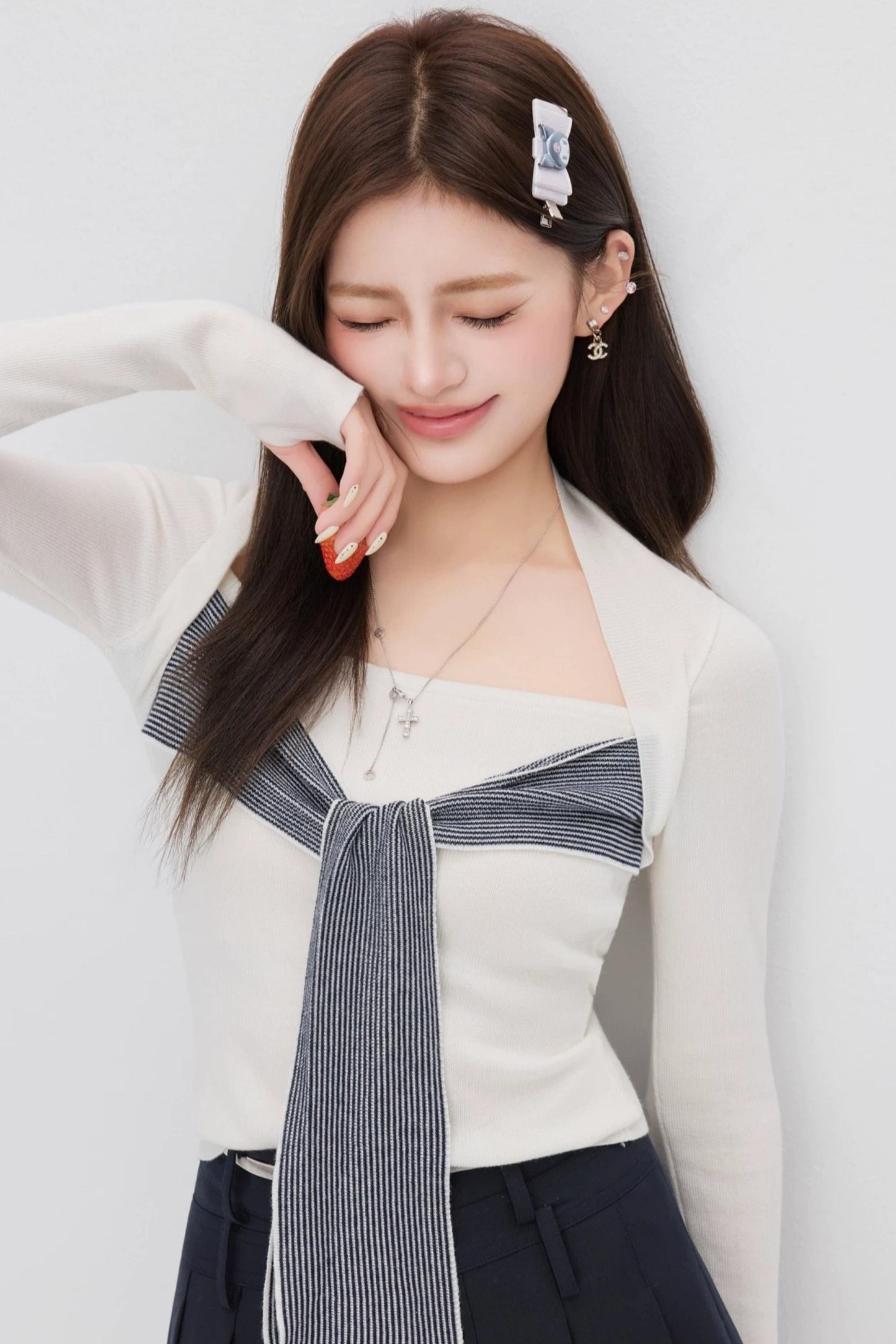 Faux Two-Piece Knit Top