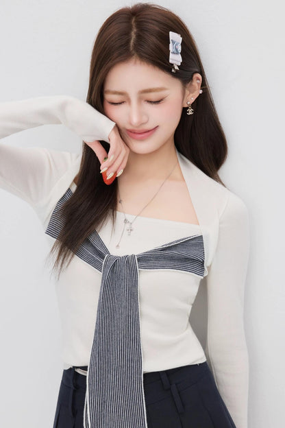 Faux Two-Piece Knit Top