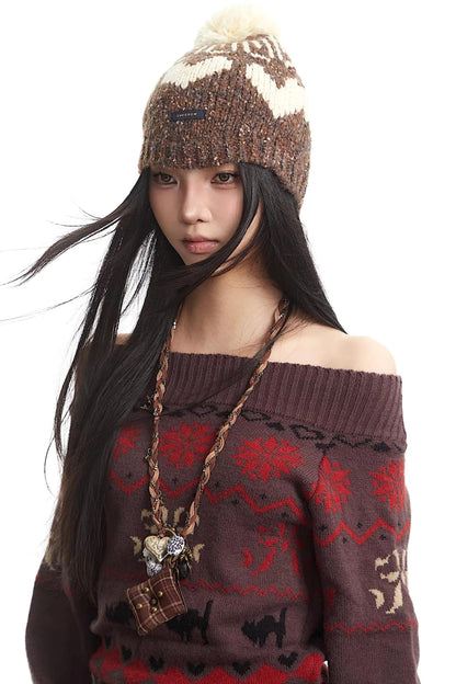 Fair Isle Off-Shoulder Sweater