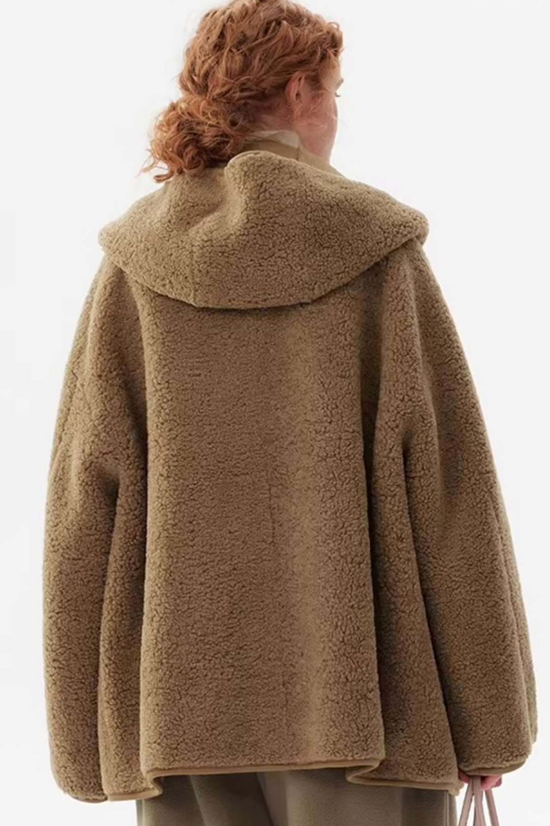 Retro Camel Hooded Fur Coat