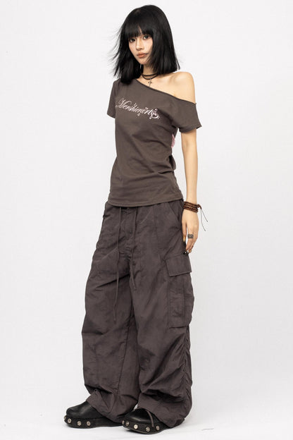 Retro Spice Girl Slanted Shoulder Print T-Shirt