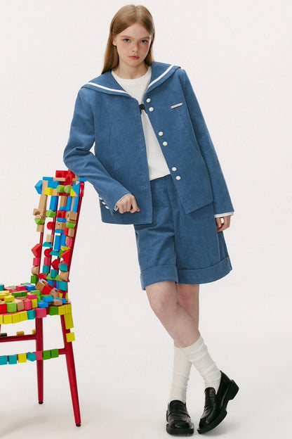 Preppy Casual Corduroy Shorts