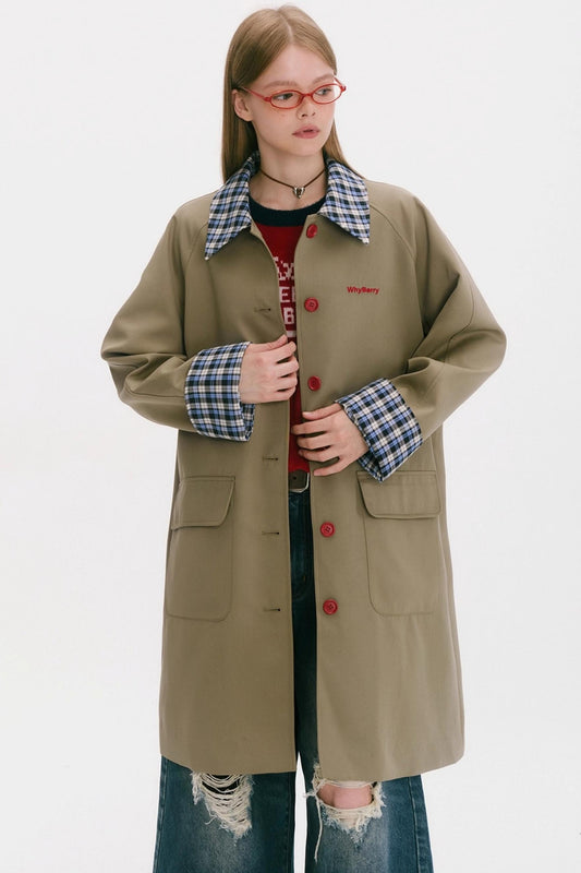 Vintage Plaid Long Coat