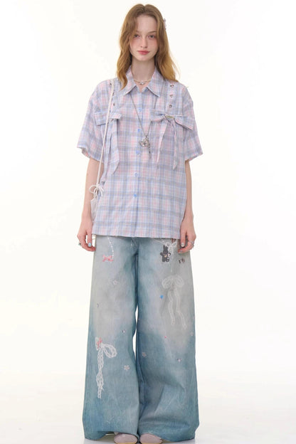 Vintage Pink Plaid Top