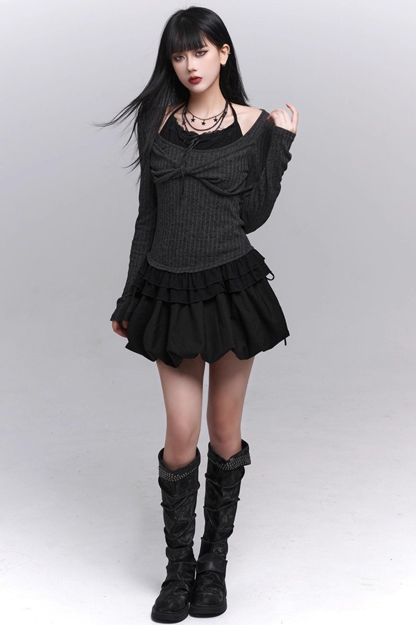 Early Gray Sleeve Halter Top