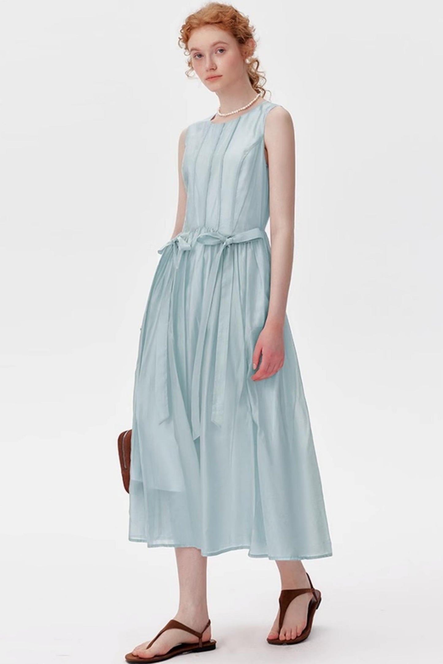 Pink And Blue Tencel A-Line Dress