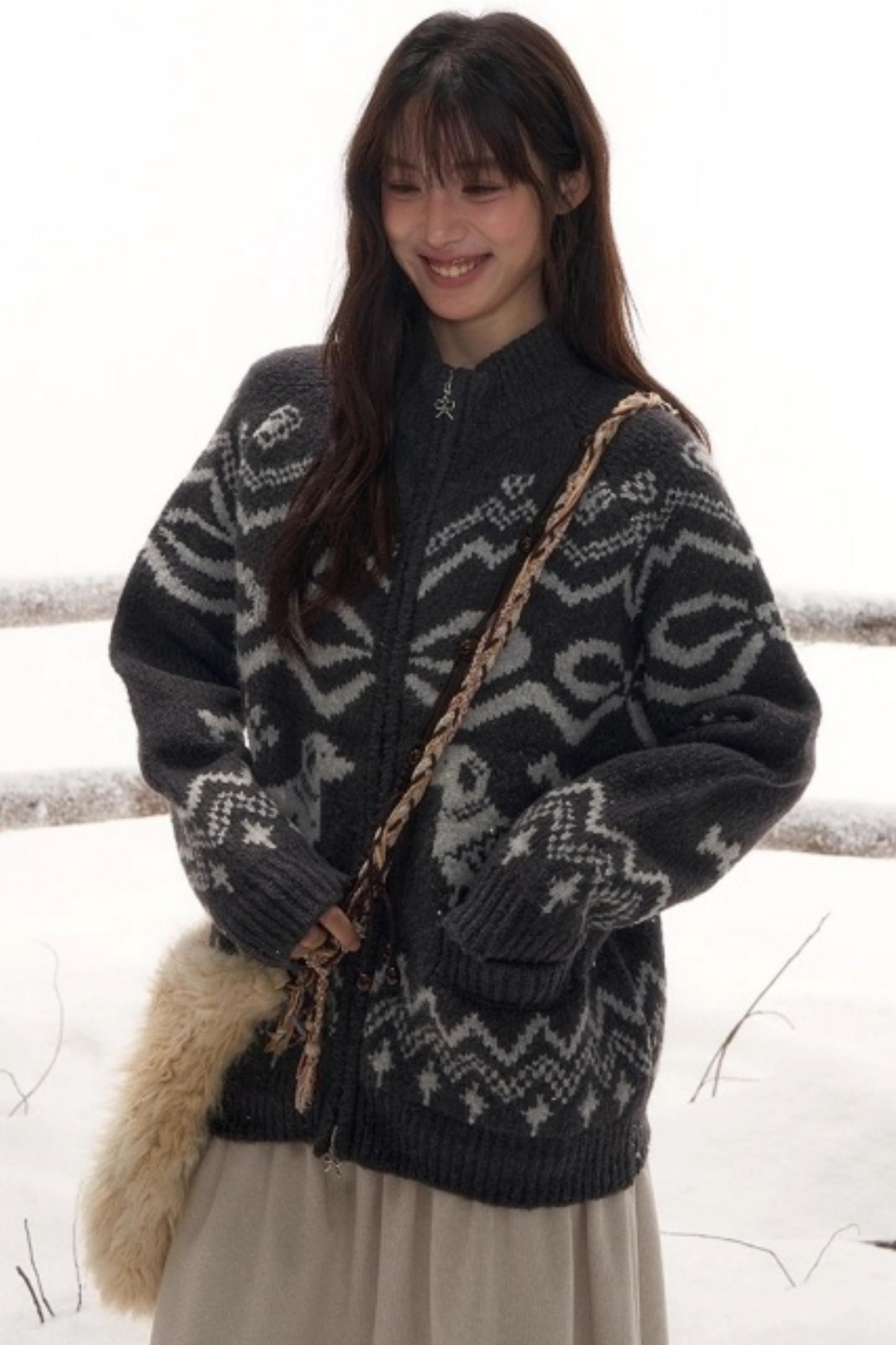 Light Bow-Knot Knit Cardigan Set-Up