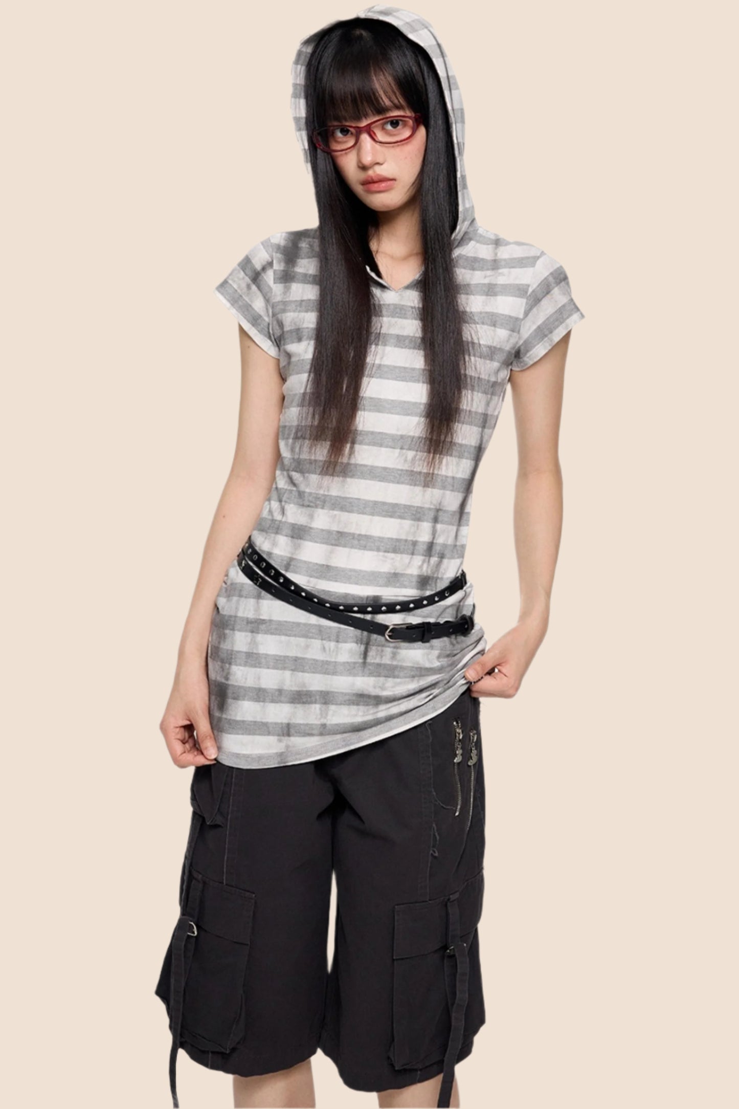 Vintage Striped Hooded Tee