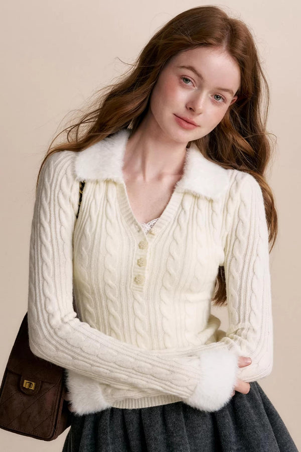 Cloud Soft Velvet Lapel Sweater