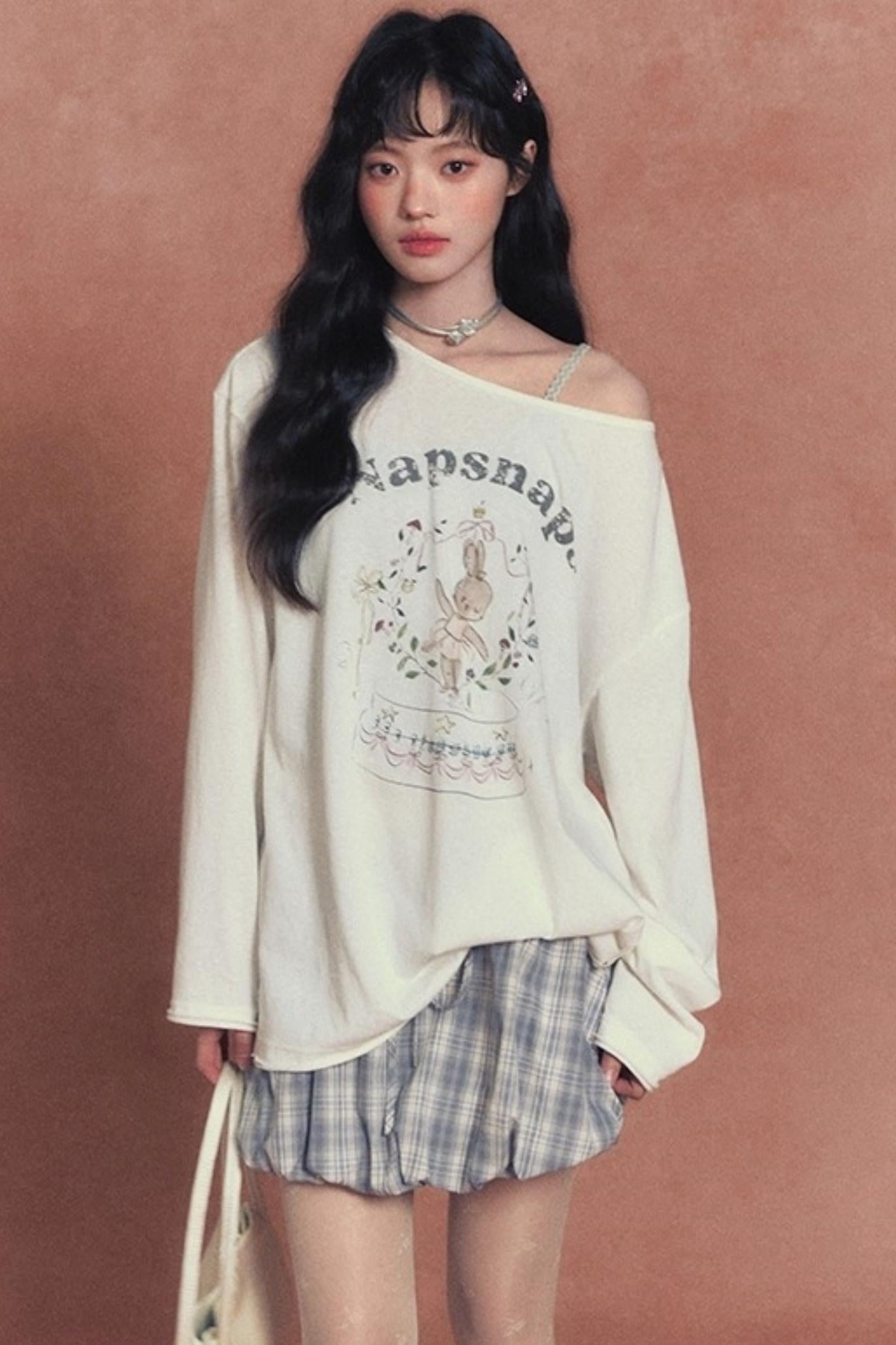 Cute Bunny Print Long Sleeve T-Shirt