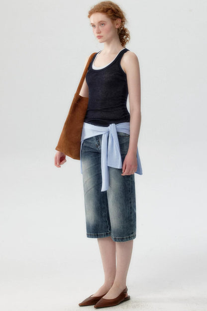 Short in denim lavato retrò