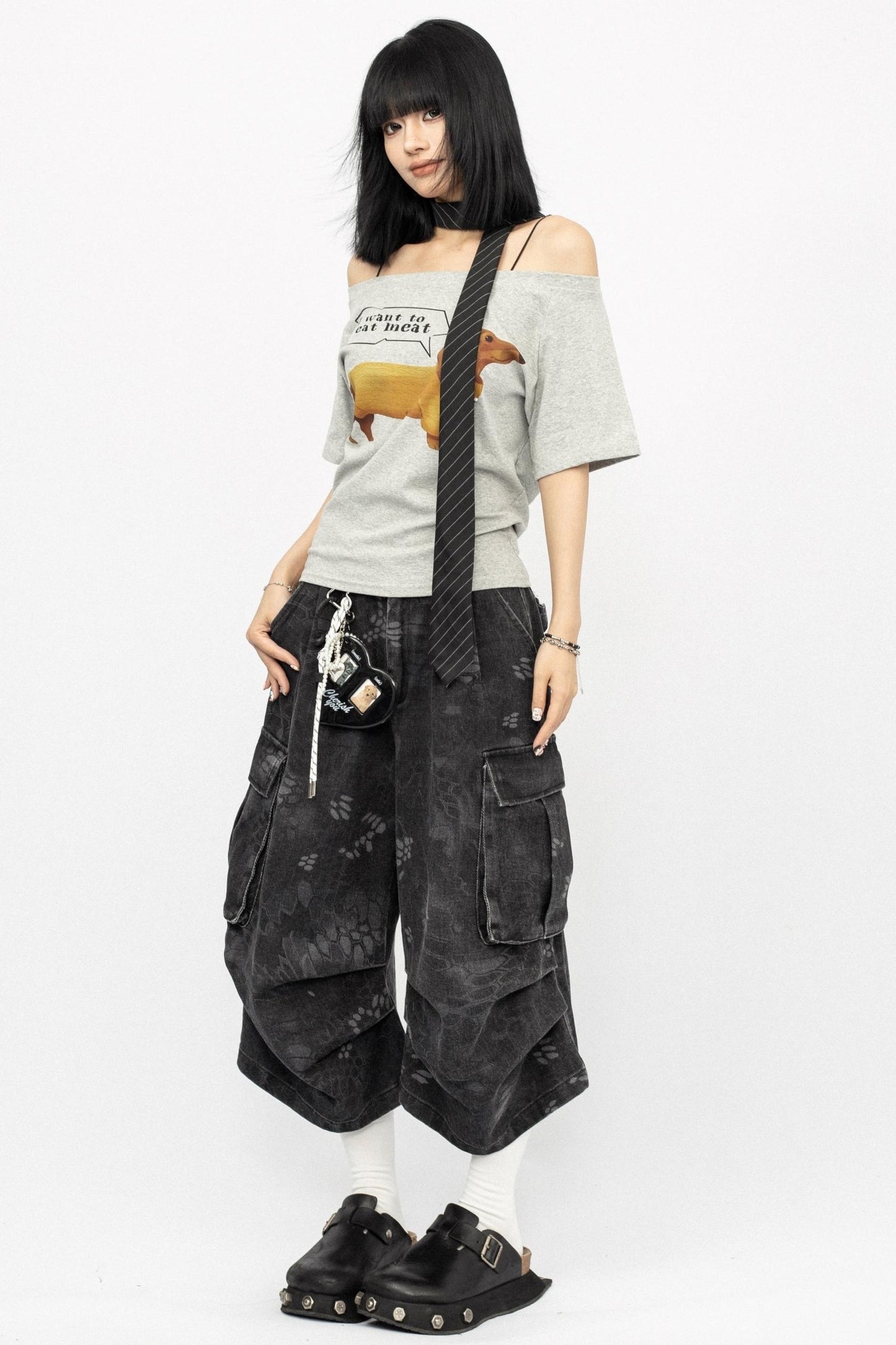 Vintage Camouflage Wide-Leg Pants