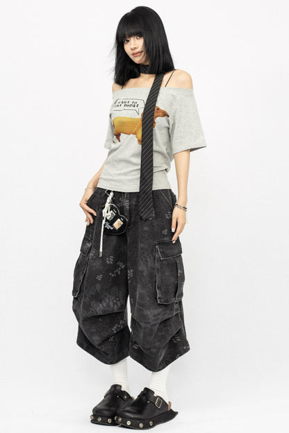 Vintage Camouflage Wide-Leg Pants