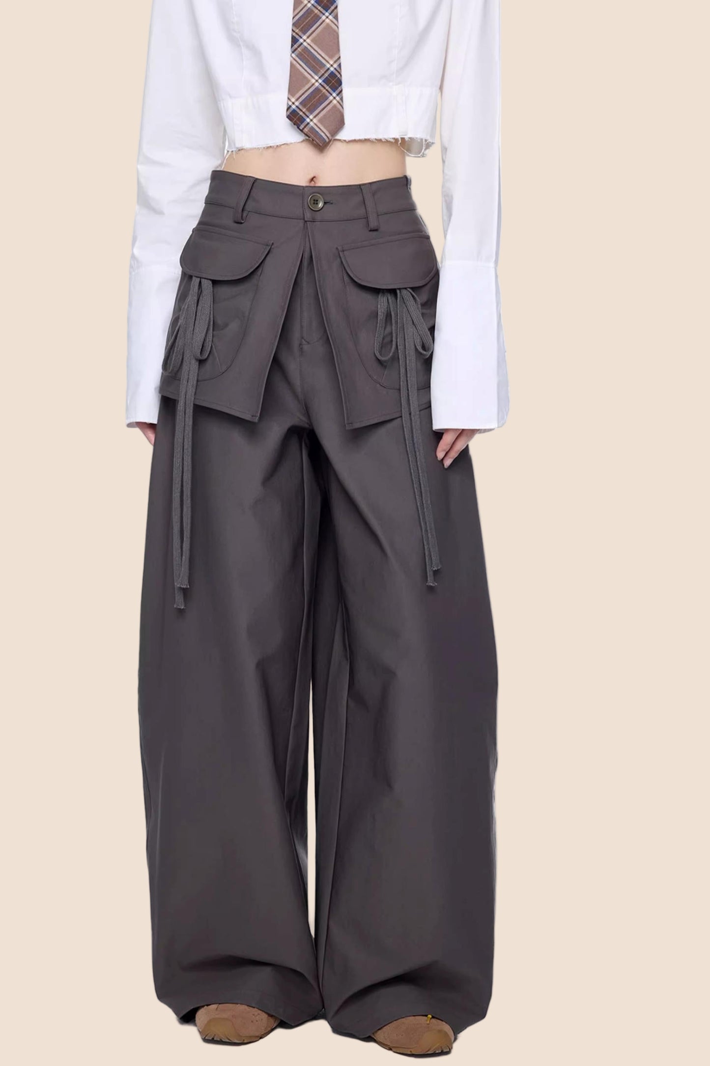 Patchwork Drapey Wide-Leg Pants