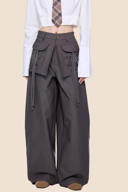 Patchwork Drapey Wide-Leg Pants