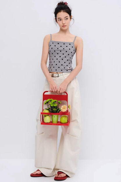 물방울무늬 니트 캐미솔