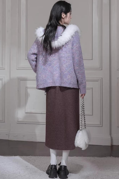 Sandalwood Wool Patchwork Skirt