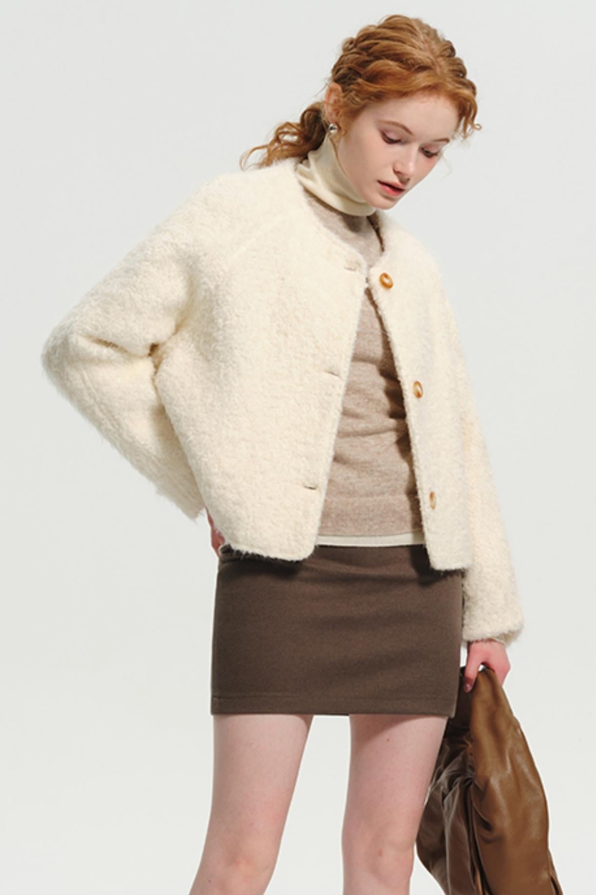 French Style Wool Tweed Crop Jacket