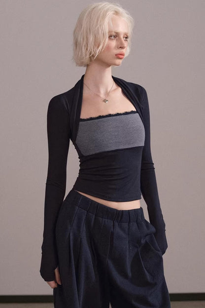 Color-Block Striped Tube Vest Top