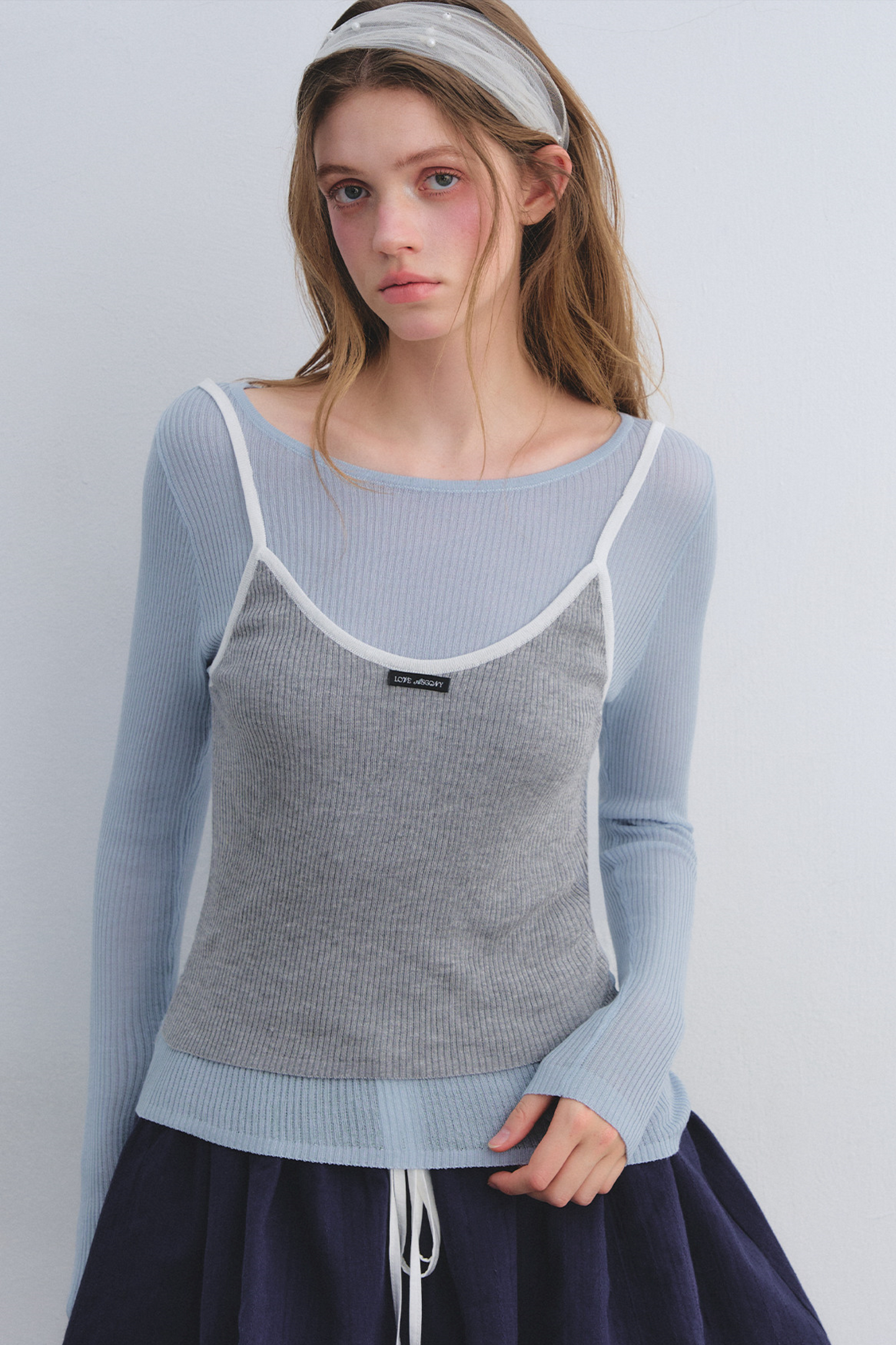 Farbblockiertes Strick-Camisole-Top