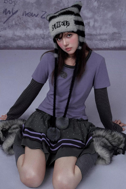 Black and Purple Two-Piece Top