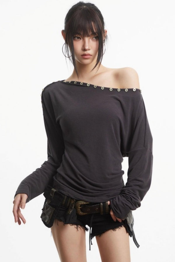 Retro Slim Off-Shoulder Top