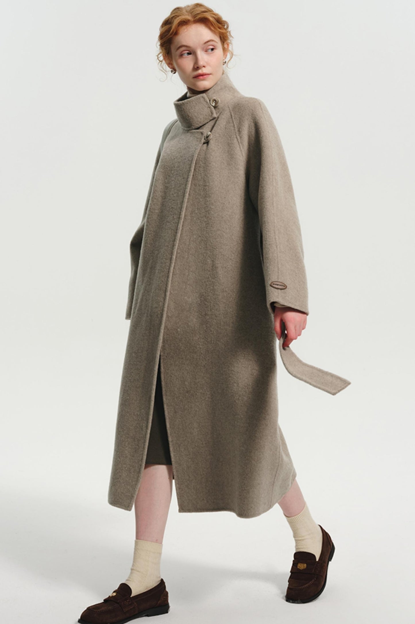 Premium Wool Tweed Stand-Collar Coat